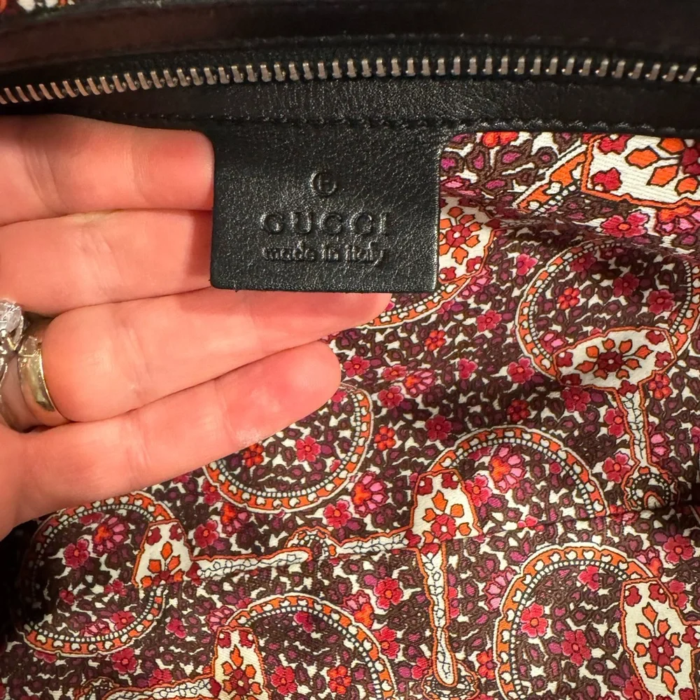 Gucci Black Patent Leather Top-Handle Satchel with Silver Hardware